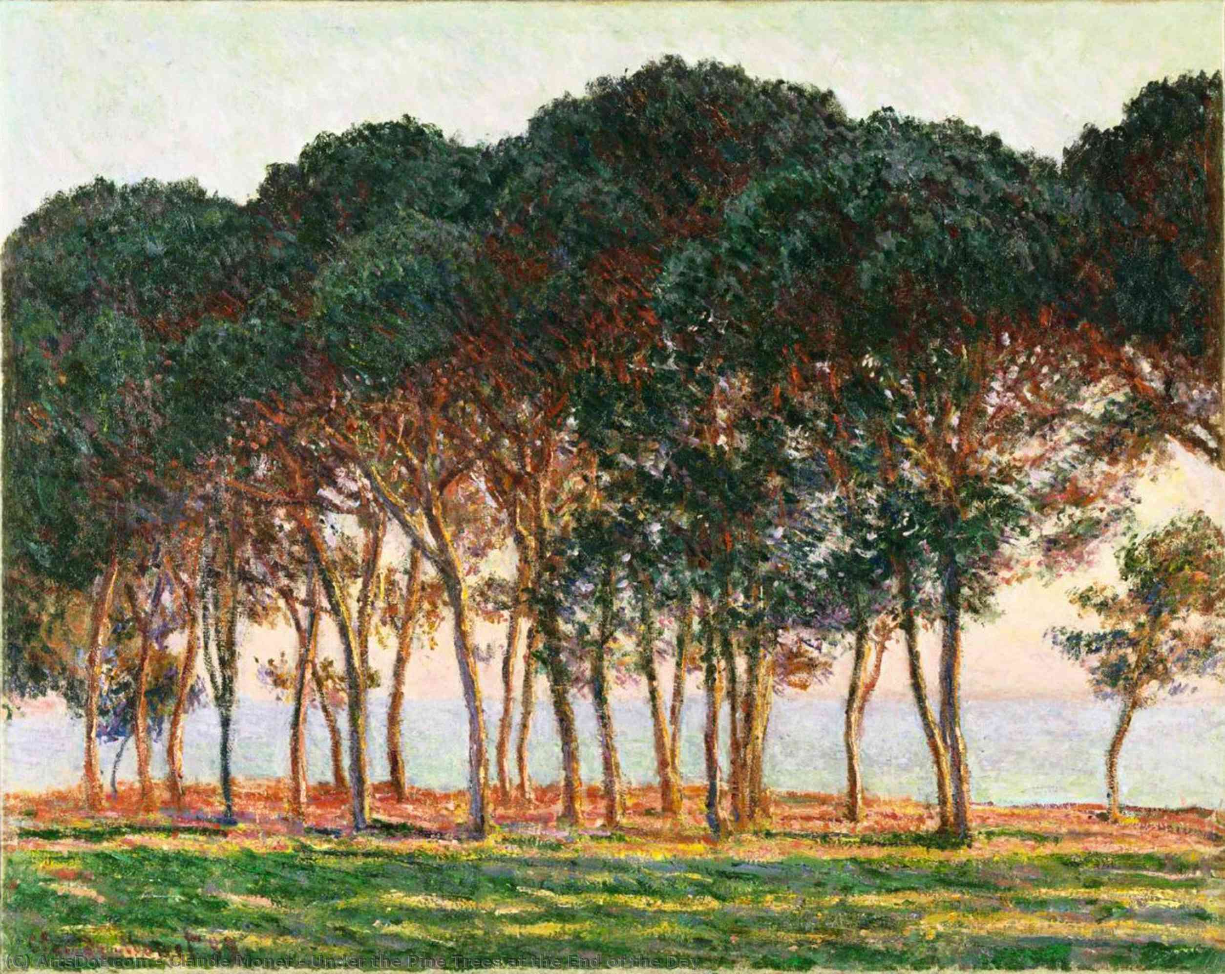 Wikioo.org – L'Encyclopédie des Beaux Arts - Peinture, Oeuvre de Claude Monet - sous l' pin arbres à l' fin de la journée
