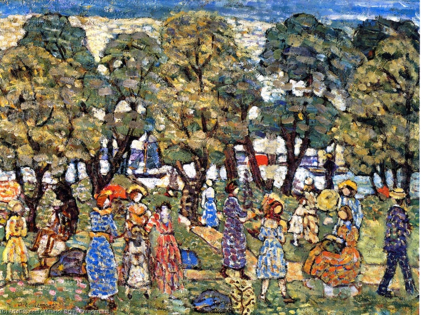 Wikioo.org - The Encyclopedia of Fine Arts - Painting, Artwork by Maurice Brazil Prendergast - Under the Trees