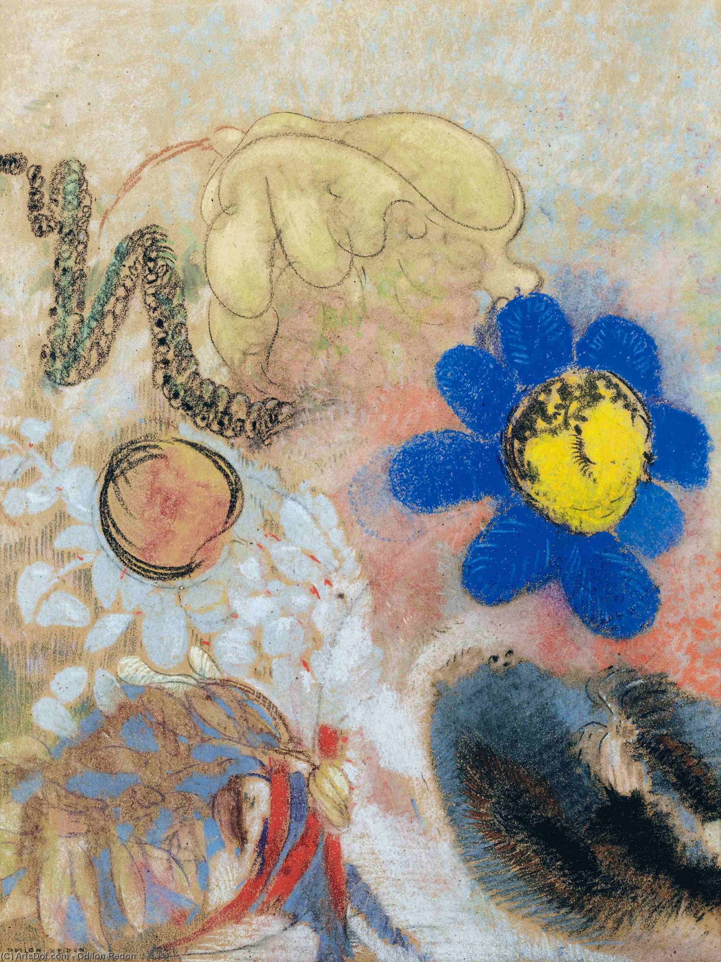 WikiOO.org - Enciklopedija dailės - Tapyba, meno kuriniai Odilon Redon - Underwater Flora