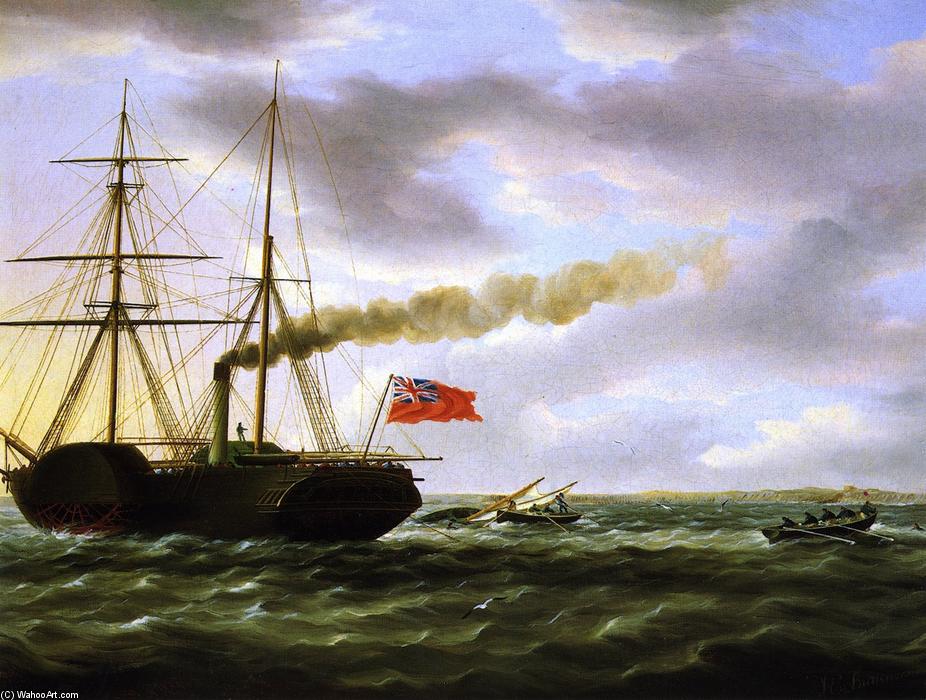 Wikioo.org - The Encyclopedia of Fine Arts - Painting, Artwork by James Edward Buttersworth - Unidentified British Steamer Rescuing Crew of Overset Small Blat