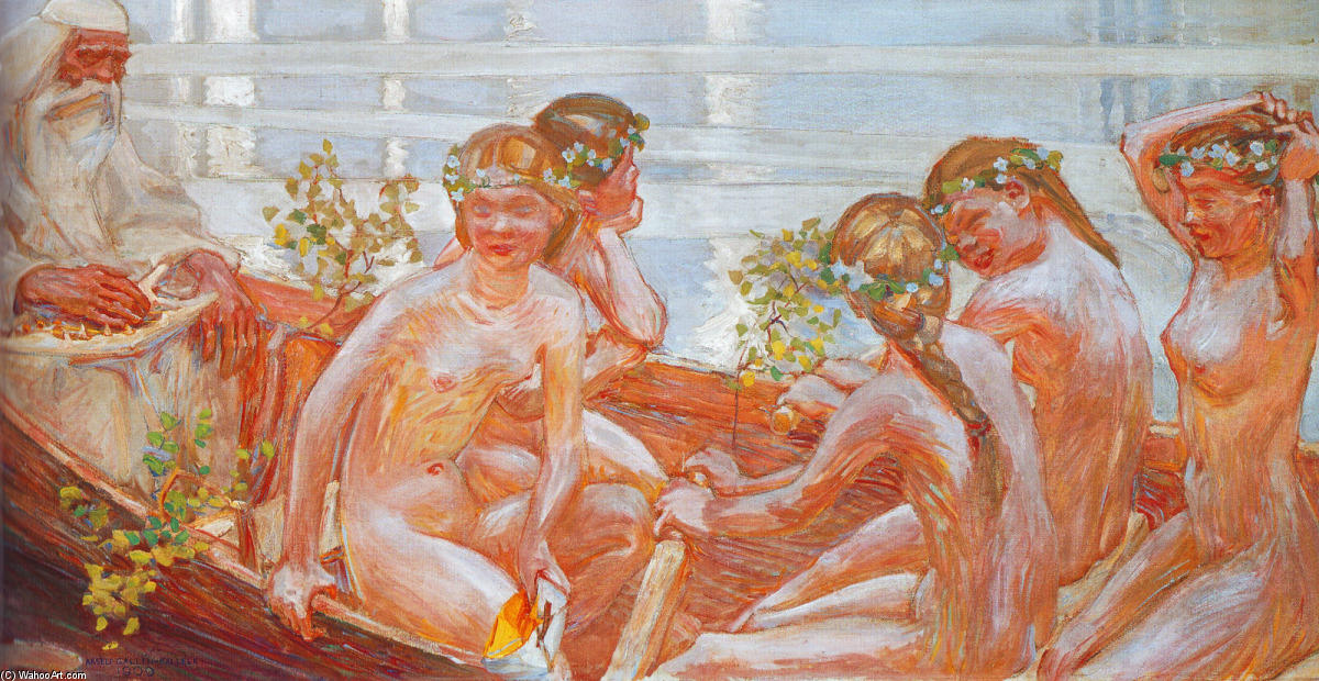 Wikioo.org - สารานุกรมวิจิตรศิลป์ - จิตรกรรม Akseli Gallen Kallela - Väinämöinen's Boat Journey