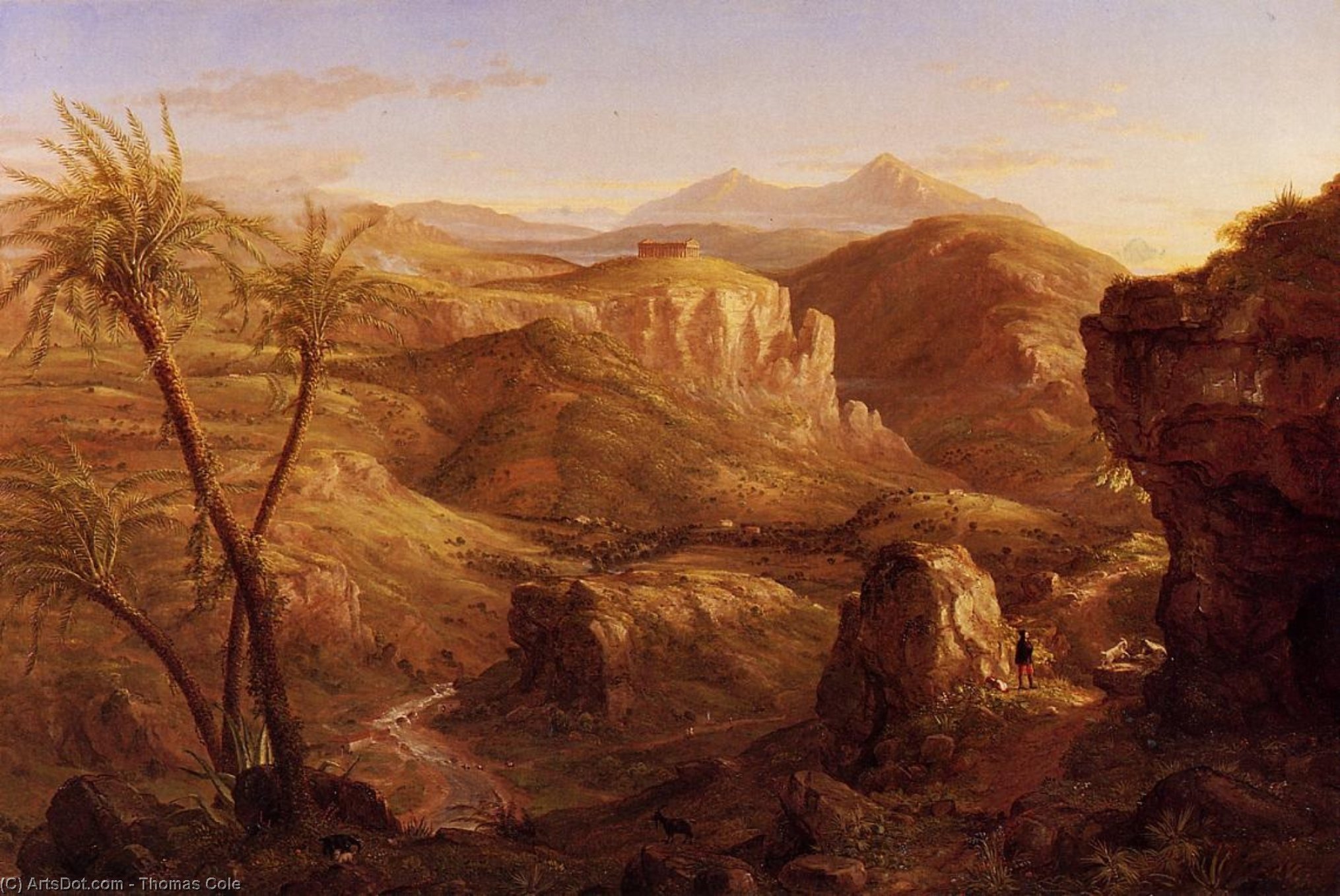 Wikioo.org - The Encyclopedia of Fine Arts - Painting, Artwork by Thomas Cole - The Vale and Temple of Segeste, Sicily
