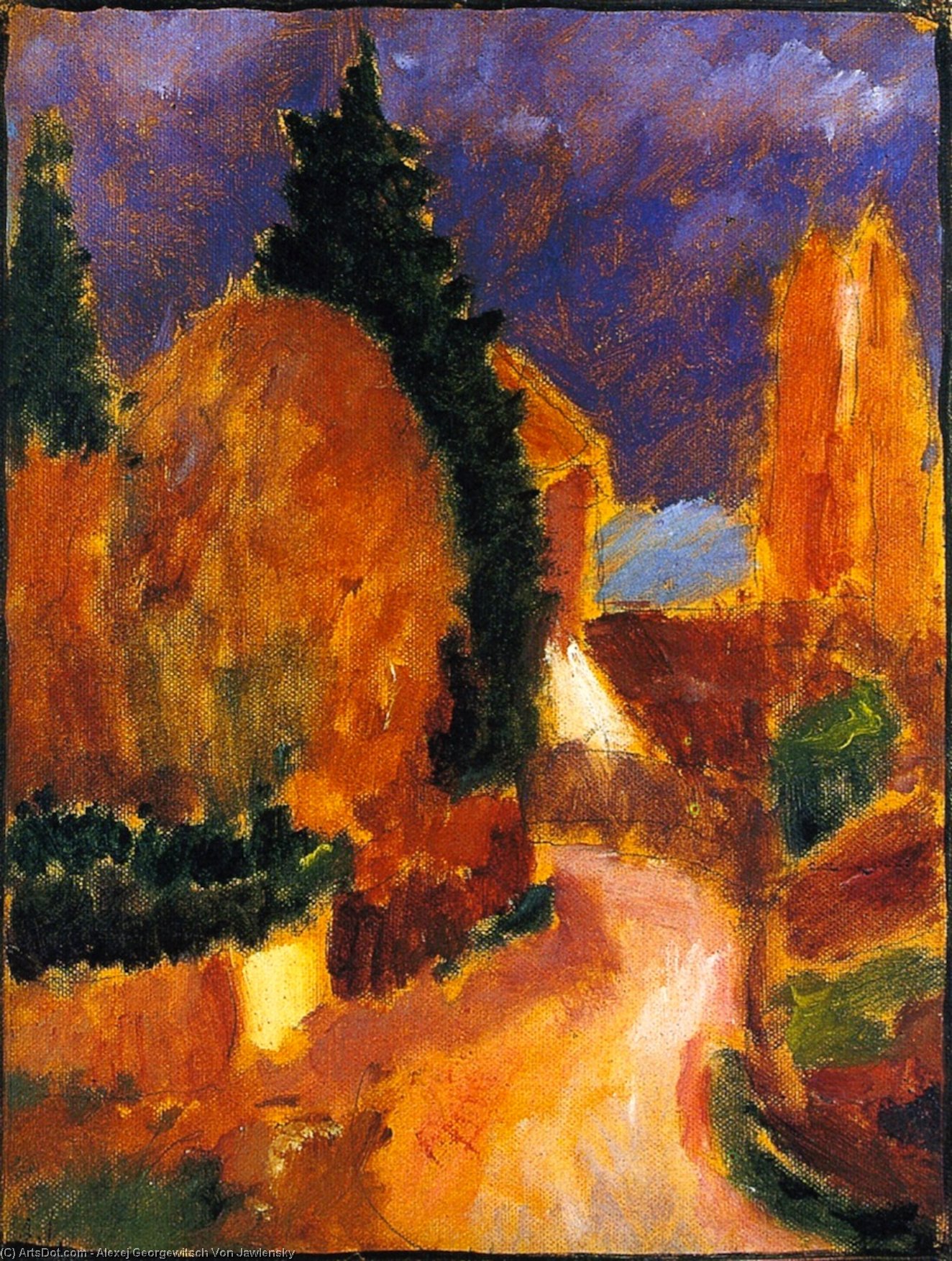 Wikioo.org - The Encyclopedia of Fine Arts - Painting, Artwork by Alexej Georgewitsch Von Jawlensky - Variation: The Road, Mother of All Variations
