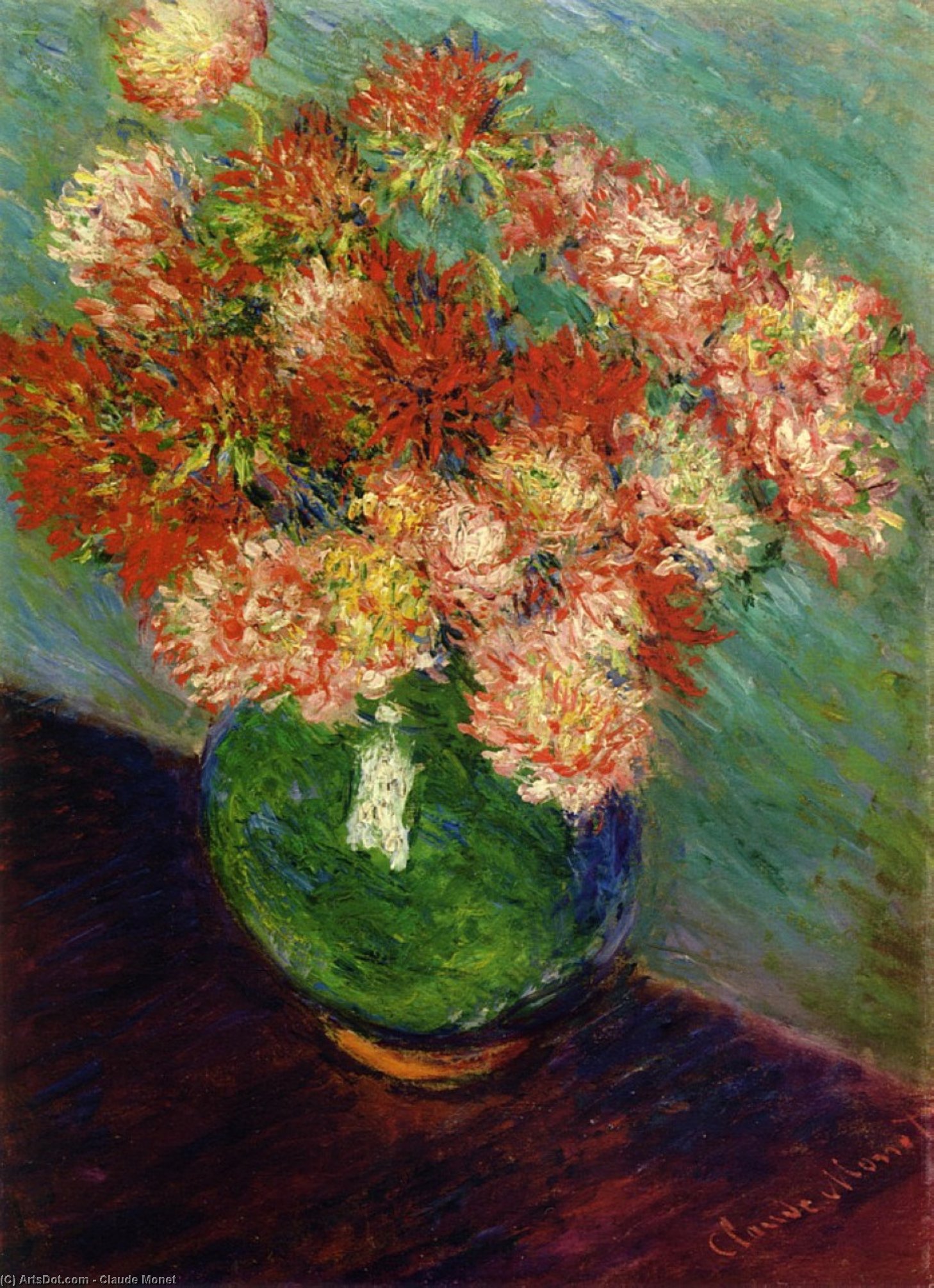 WikiOO.org - Енциклопедия за изящни изкуства - Живопис, Произведения на изкуството Claude Monet - Vase of Chrysanthemums