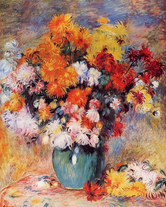 WikiOO.org - Encyclopedia of Fine Arts - Lukisan, Artwork Pierre-Auguste Renoir - Vase of Chrysanthemums