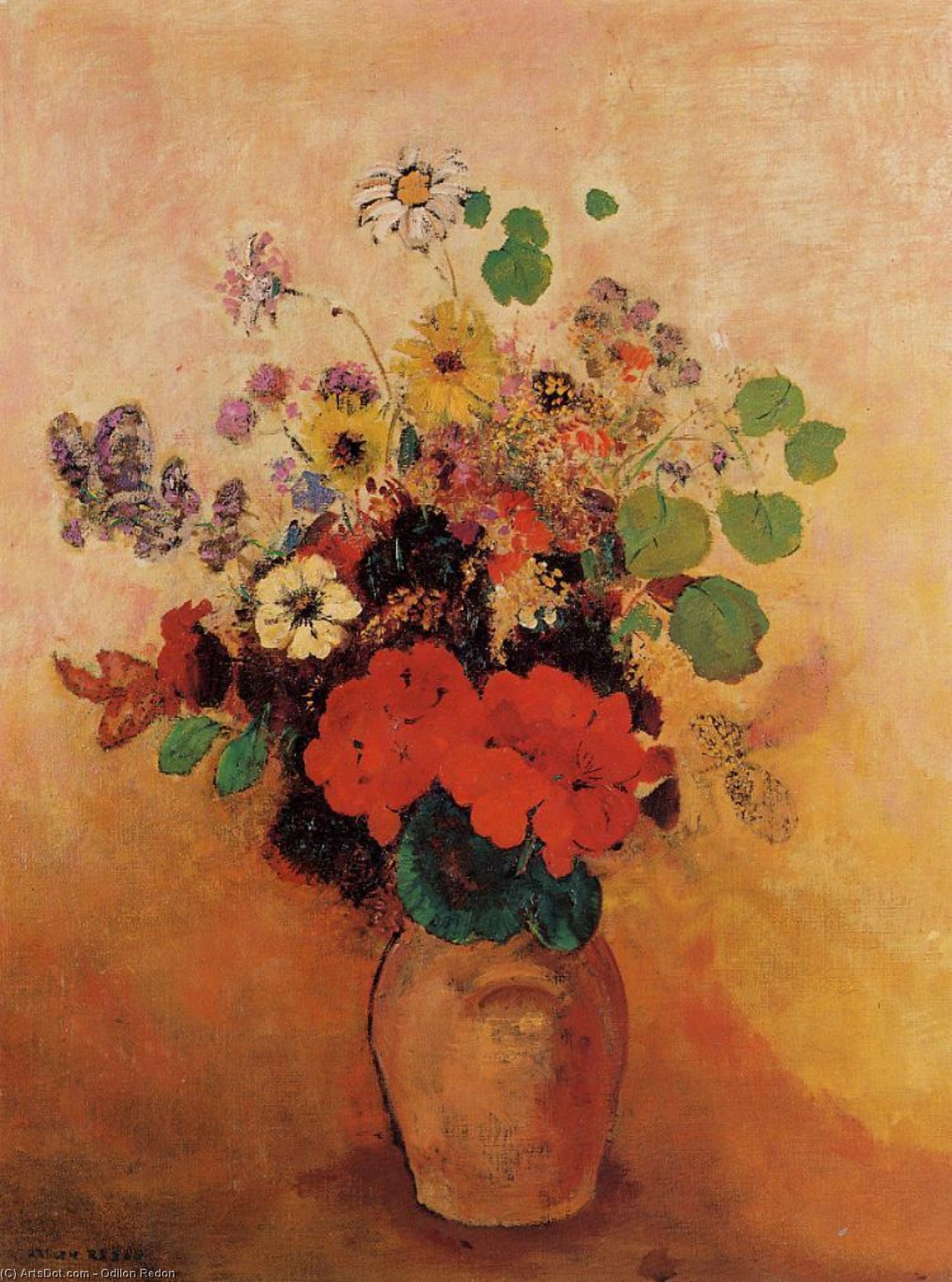 WikiOO.org - Encyclopedia of Fine Arts - Maalaus, taideteos Odilon Redon - Vase of Flowers
