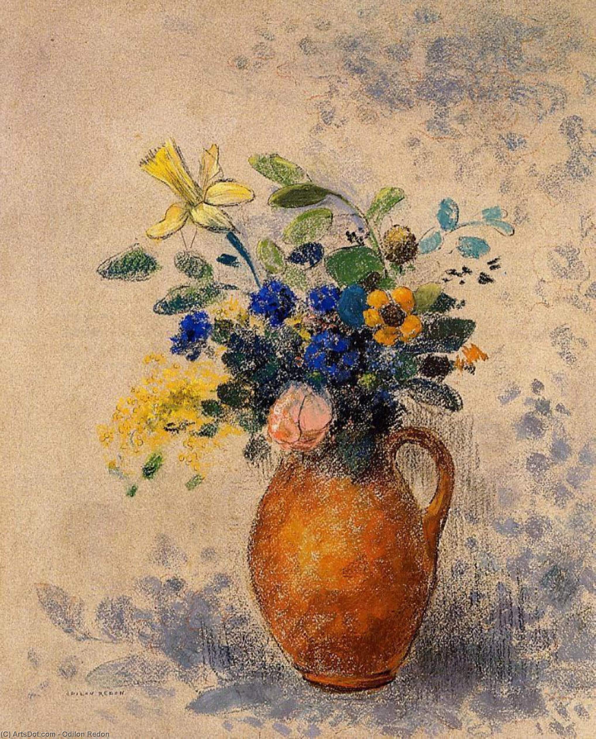 Wikoo.org - موسوعة الفنون الجميلة - اللوحة، العمل الفني Odilon Redon - Vase of Flowers (15)