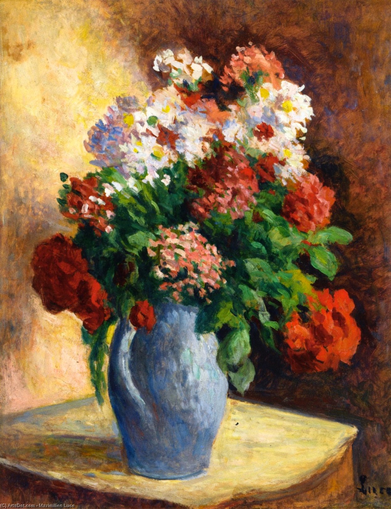 WikiOO.org - Encyclopedia of Fine Arts - Schilderen, Artwork Maximilien Luce - Vase of Wallflowers