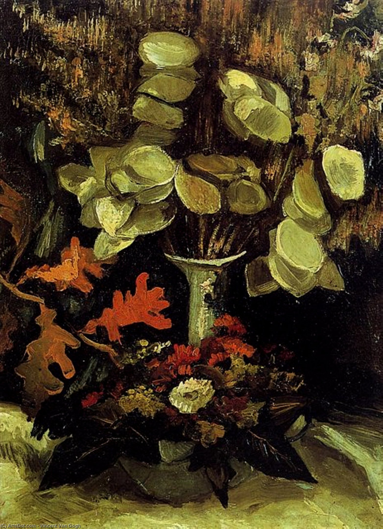 Wikioo.org - The Encyclopedia of Fine Arts - Painting, Artwork by Vincent Van Gogh - Vase with Honesty