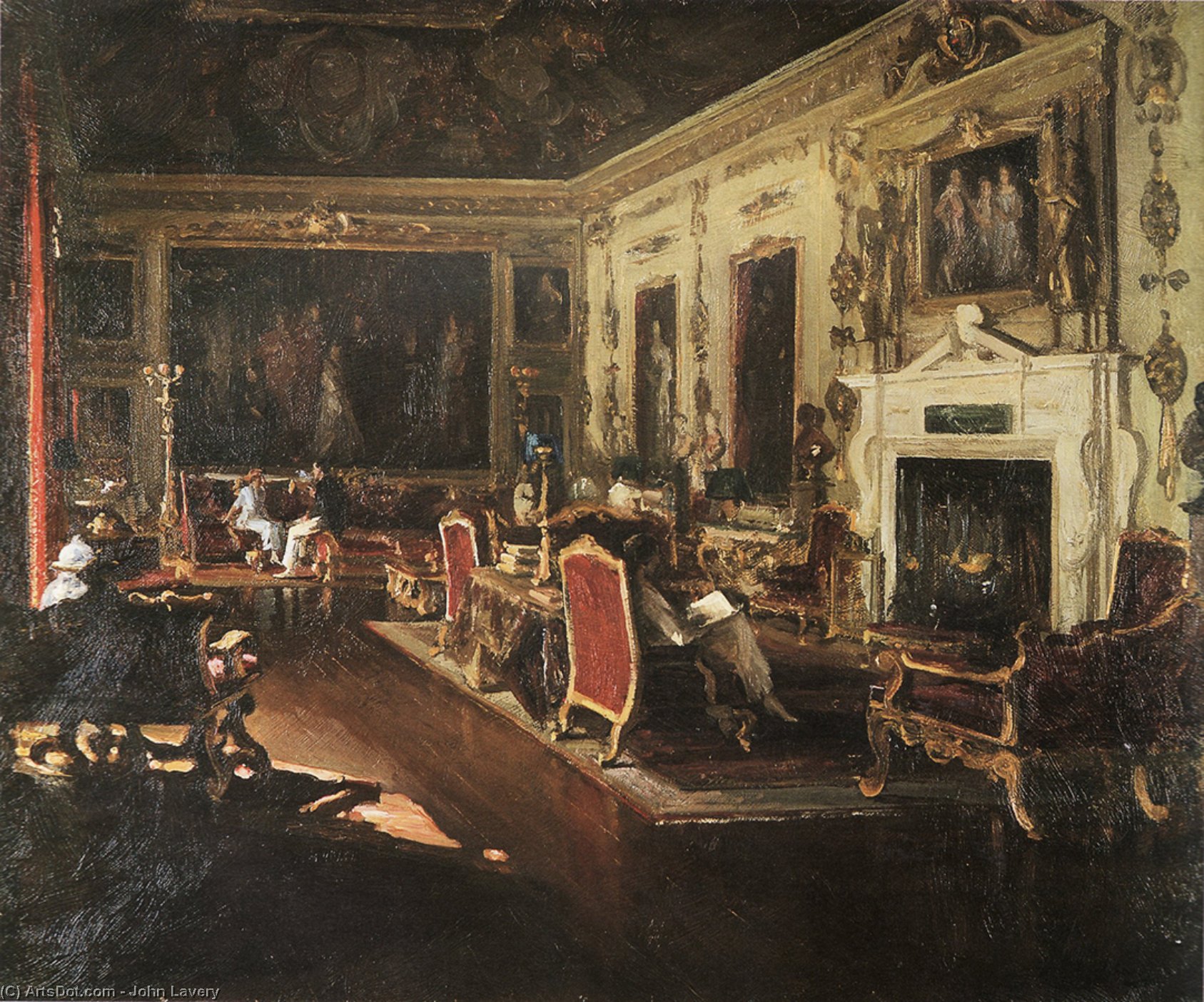 Wikioo.org - The Encyclopedia of Fine Arts - Painting, Artwork by John Lavery - The Van Dyck Room, Wilton