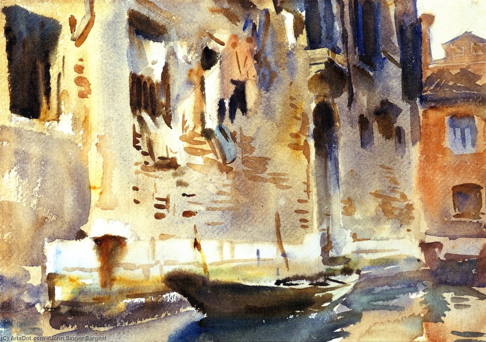 Wikioo.org - The Encyclopedia of Fine Arts - Painting, Artwork by John Singer Sargent - A Venetian Canal