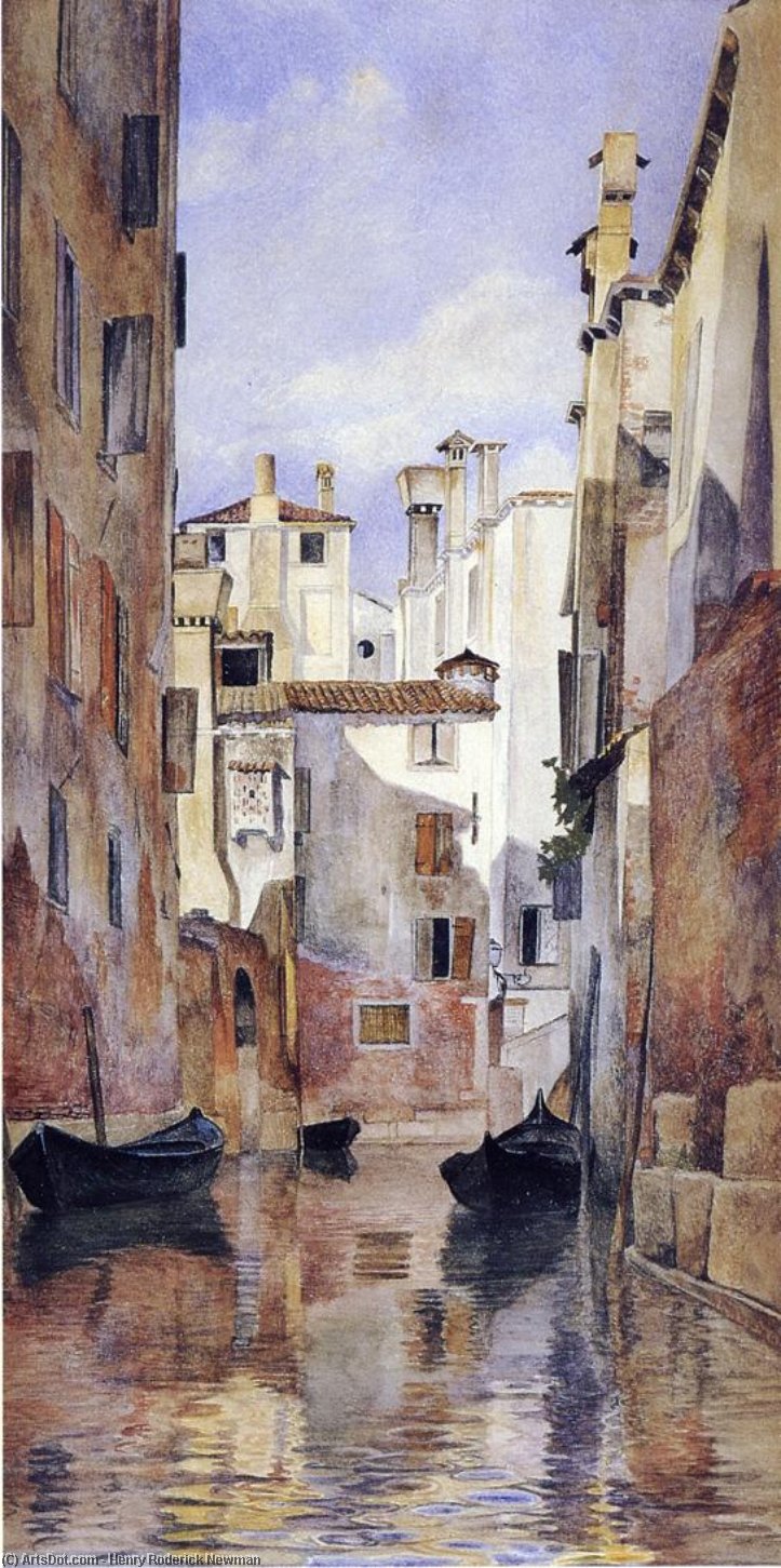 WikiOO.org - Encyclopedia of Fine Arts - Maľba, Artwork Henry Roderick Newman - Venetian Canal Scene