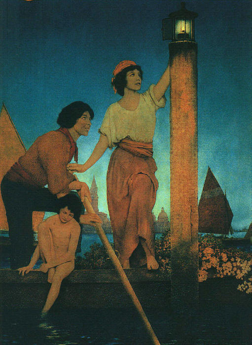 WikiOO.org - Encyclopedia of Fine Arts - Maľba, Artwork Maxfield Parrish - Venetian Lamplighter