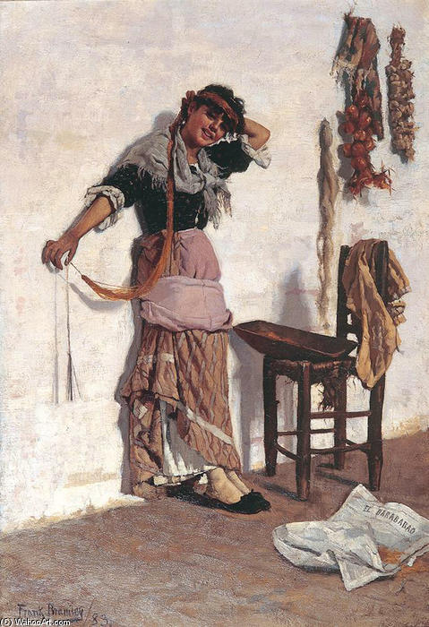 Wikioo.org – L'Encyclopédie des Beaux Arts - Peinture, Oeuvre de Frank Bramley - une vénitien  Marché dans  fille qui