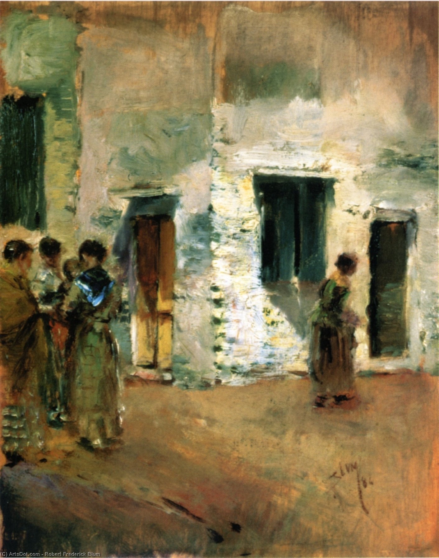 Wikioo.org - The Encyclopedia of Fine Arts - Painting, Artwork by Robert Frederick Blum - Venetian Street Scene