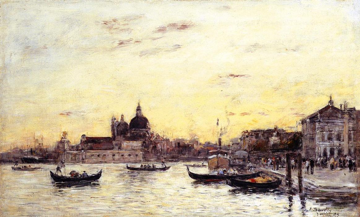 Wikioo.org - The Encyclopedia of Fine Arts - Painting, Artwork by Eugène Louis Boudin - Venice, The Mole at the Entrance to the Grand Canal and the Salute