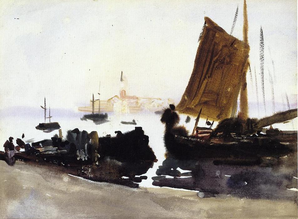 Wikioo.org - The Encyclopedia of Fine Arts - Painting, Artwork by John Singer Sargent - Venice, Sailing Boat