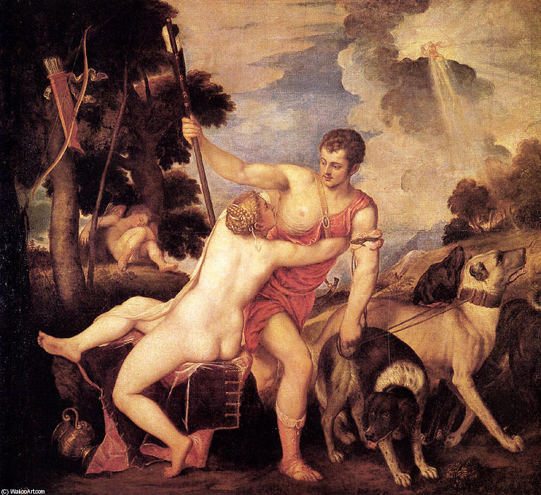 WikiOO.org - אנציקלופדיה לאמנויות יפות - ציור, יצירות אמנות Tiziano Vecellio (Titian) - Venus and Adonis