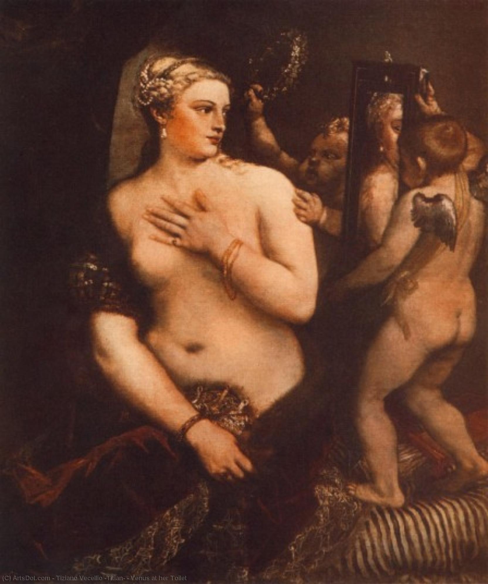 Wikioo.org - The Encyclopedia of Fine Arts - Painting, Artwork by Tiziano Vecellio (Titian) - Venus at her Toilet