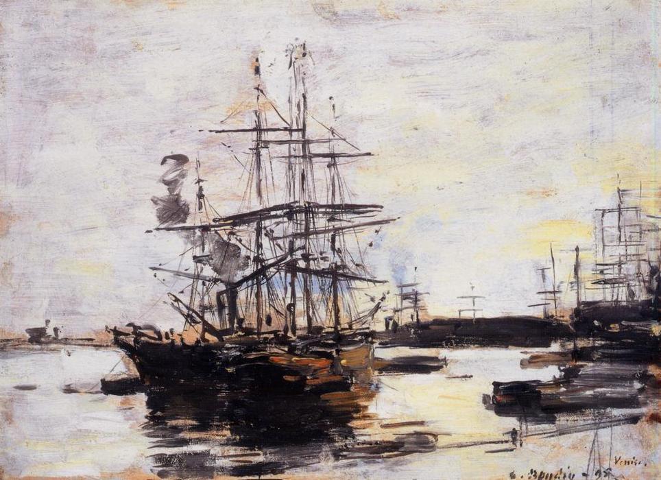 Wikioo.org - The Encyclopedia of Fine Arts - Painting, Artwork by Eugène Louis Boudin - Vessel at Anchor outside of Venice