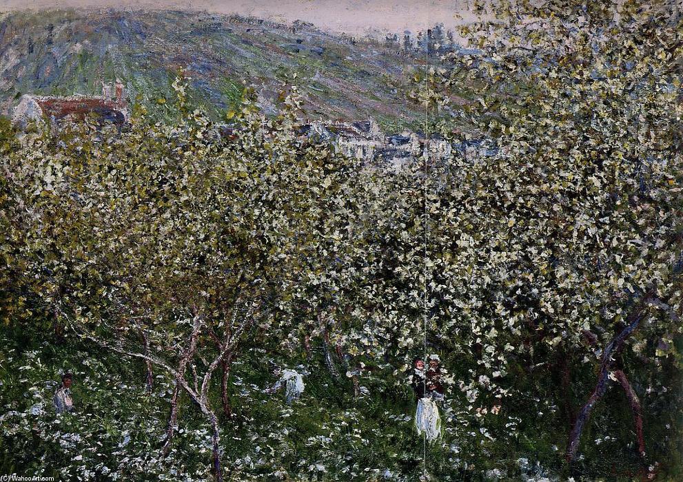 WikiOO.org - Enciklopedija likovnih umjetnosti - Slikarstvo, umjetnička djela Claude Monet - Vetheuil, Flowering Plum Trees