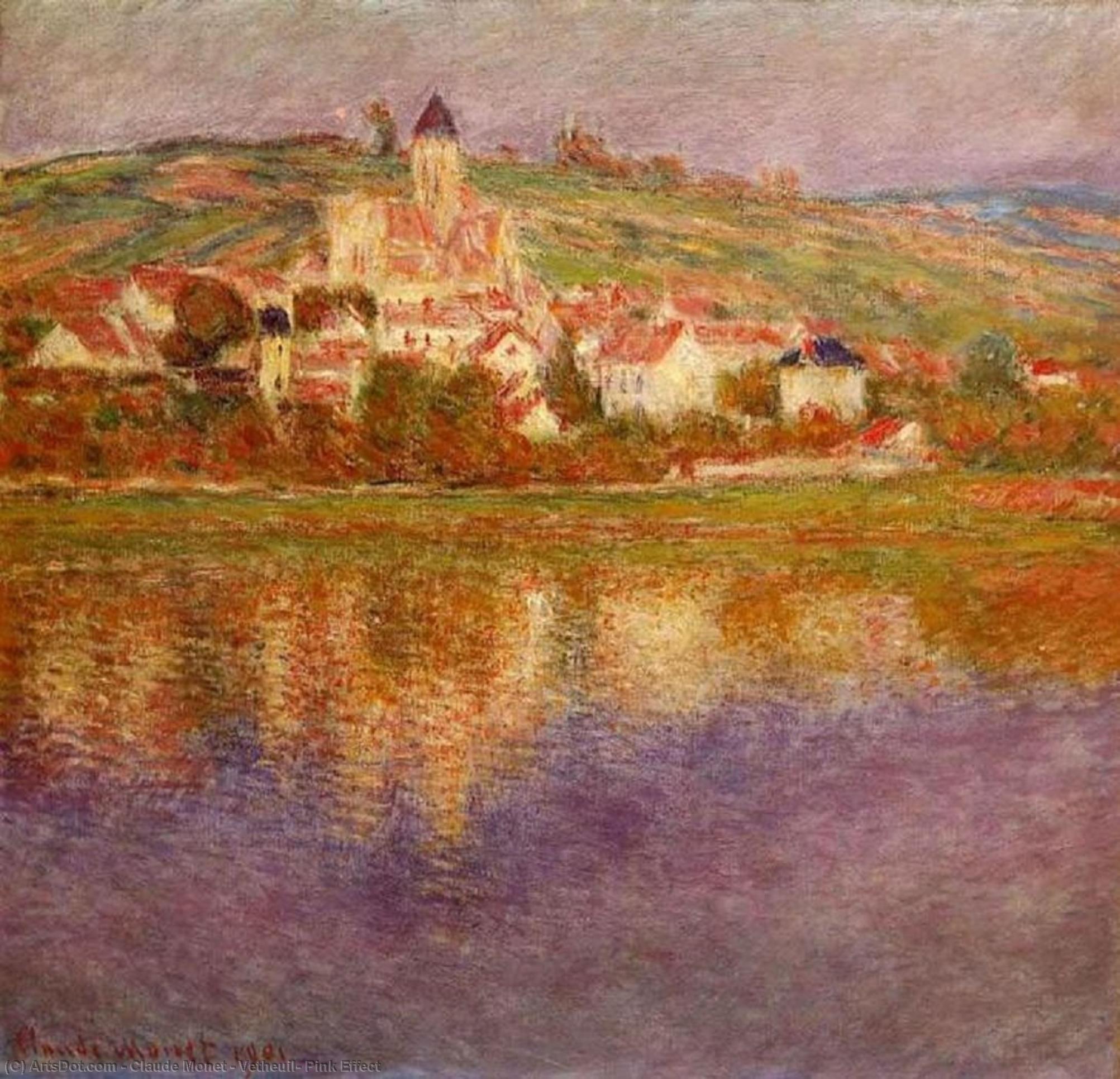WikiOO.org - Encyclopedia of Fine Arts - Schilderen, Artwork Claude Monet - Vetheuil, Pink Effect