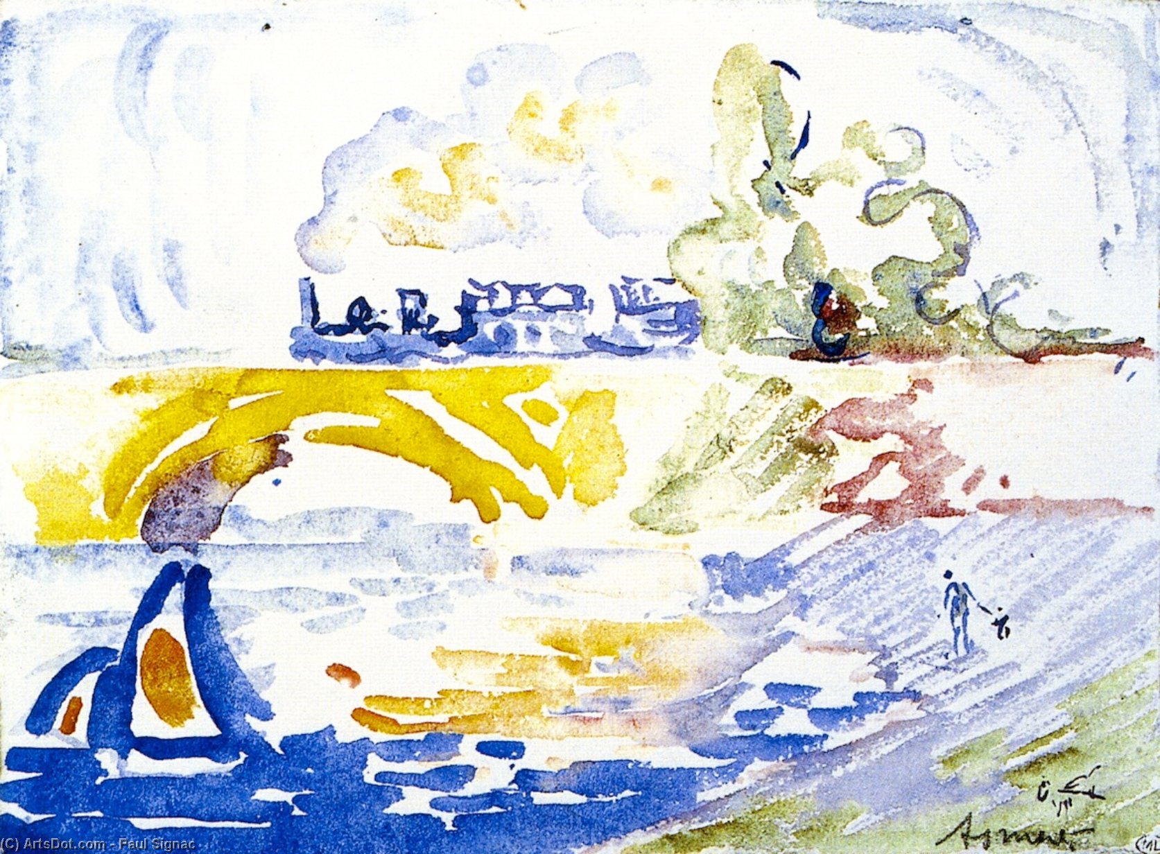 Wikioo.org - The Encyclopedia of Fine Arts - Painting, Artwork by Paul Signac - The Viaduct, Asnieres