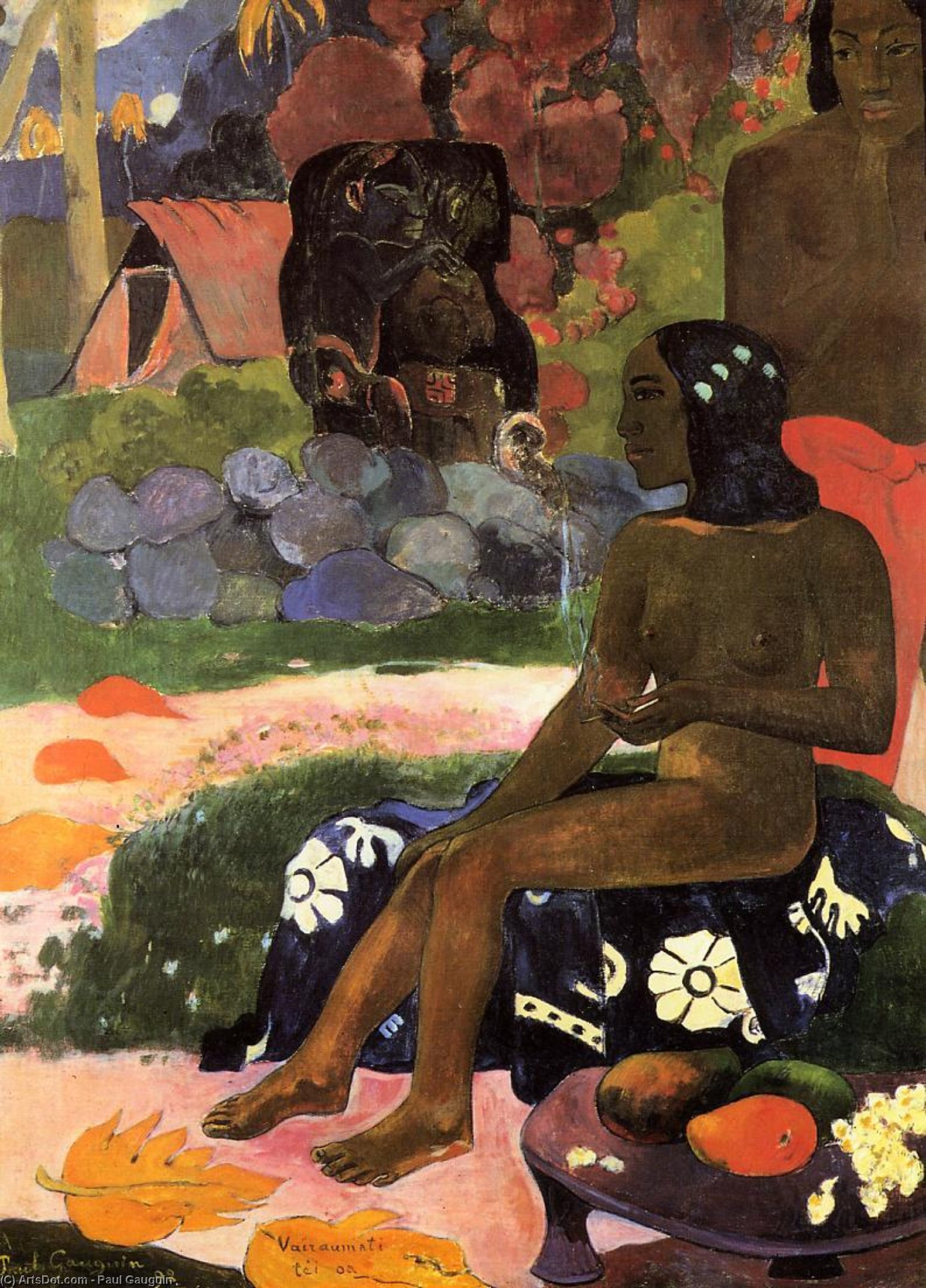 Wikioo.org - The Encyclopedia of Fine Arts - Painting, Artwork by Paul Gauguin - Viaraumati Tei Oa (also known as Her Name is Viaraumati)