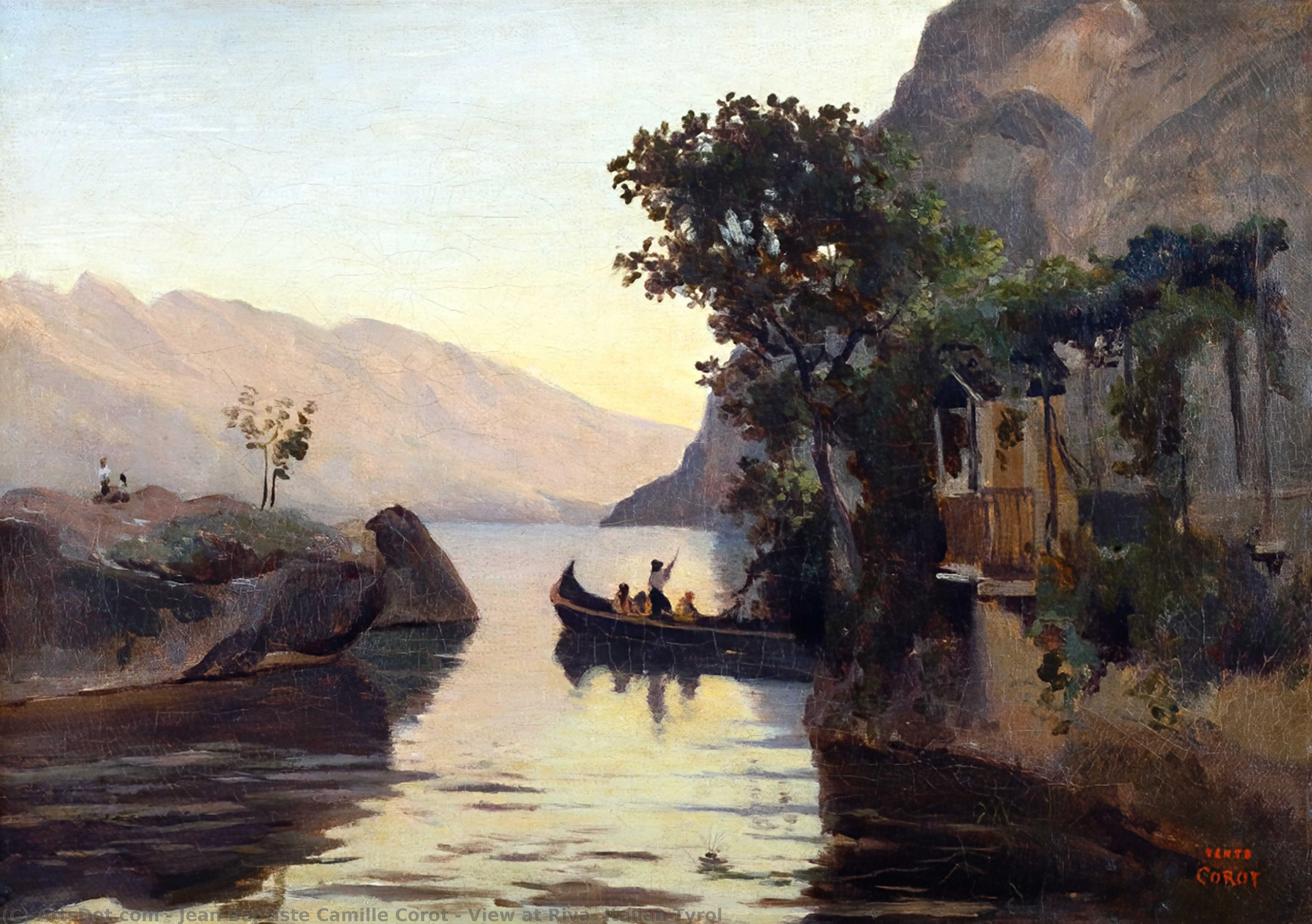 Wikioo.org – L'Enciclopedia delle Belle Arti - Pittura, Opere di Jean Baptiste Camille Corot - Vista a Riva , Italiano Tirolo