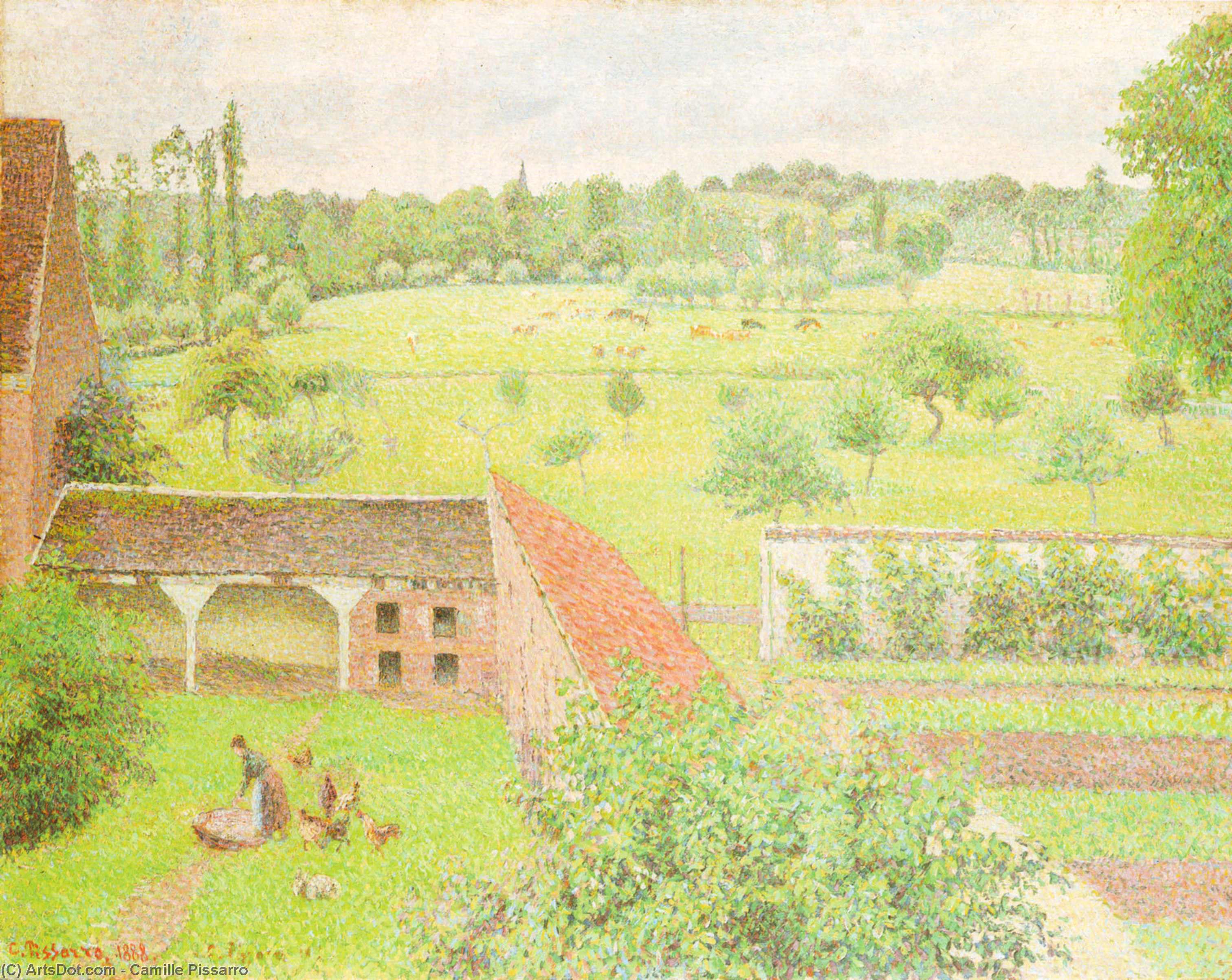Wikioo.org - The Encyclopedia of Fine Arts - Painting, Artwork by Camille Pissarro - View from My Window, Eragny