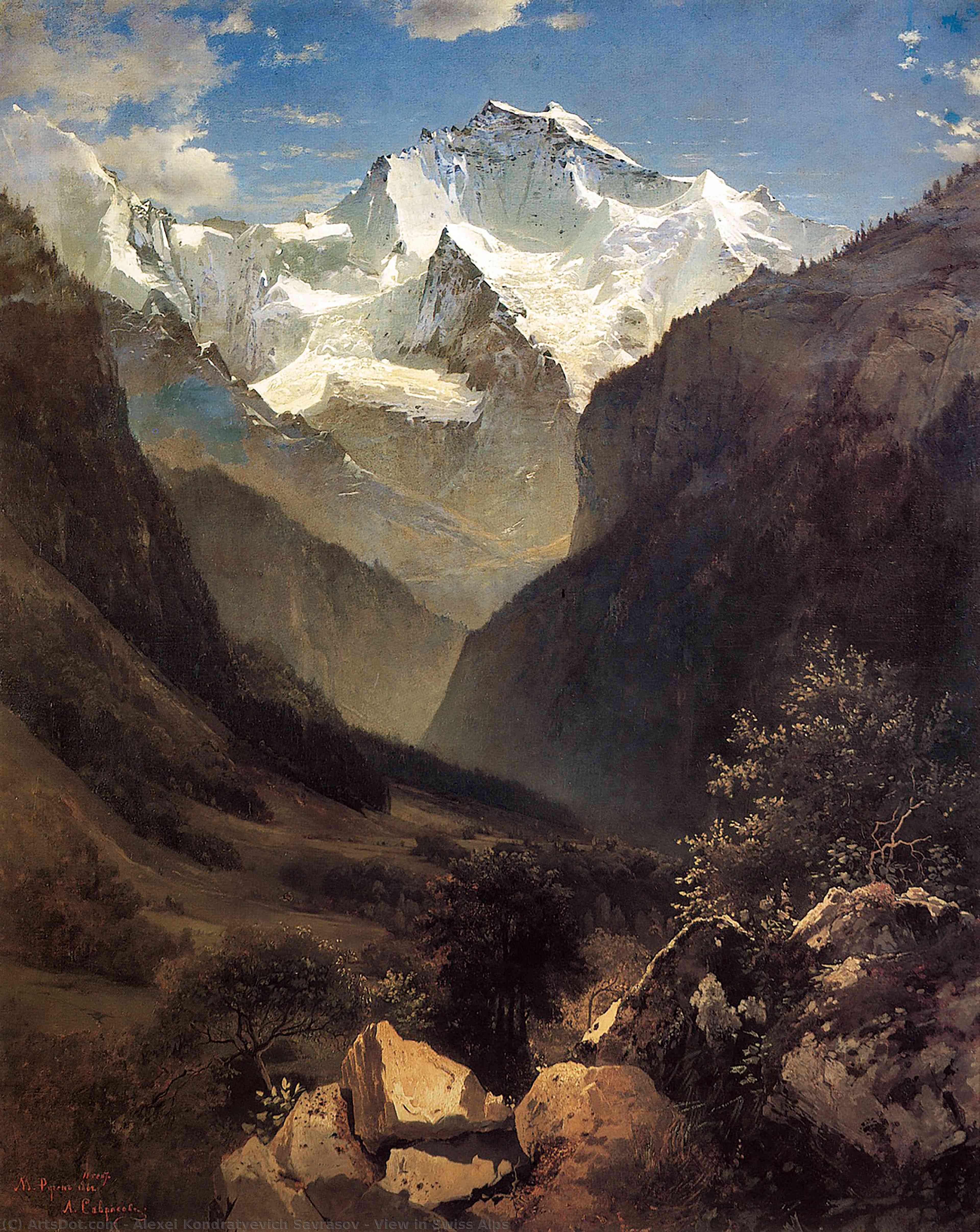 WikiOO.org - Güzel Sanatlar Ansiklopedisi - Resim, Resimler Alexei Kondratyevich Savrasov - View in Swiss Alps