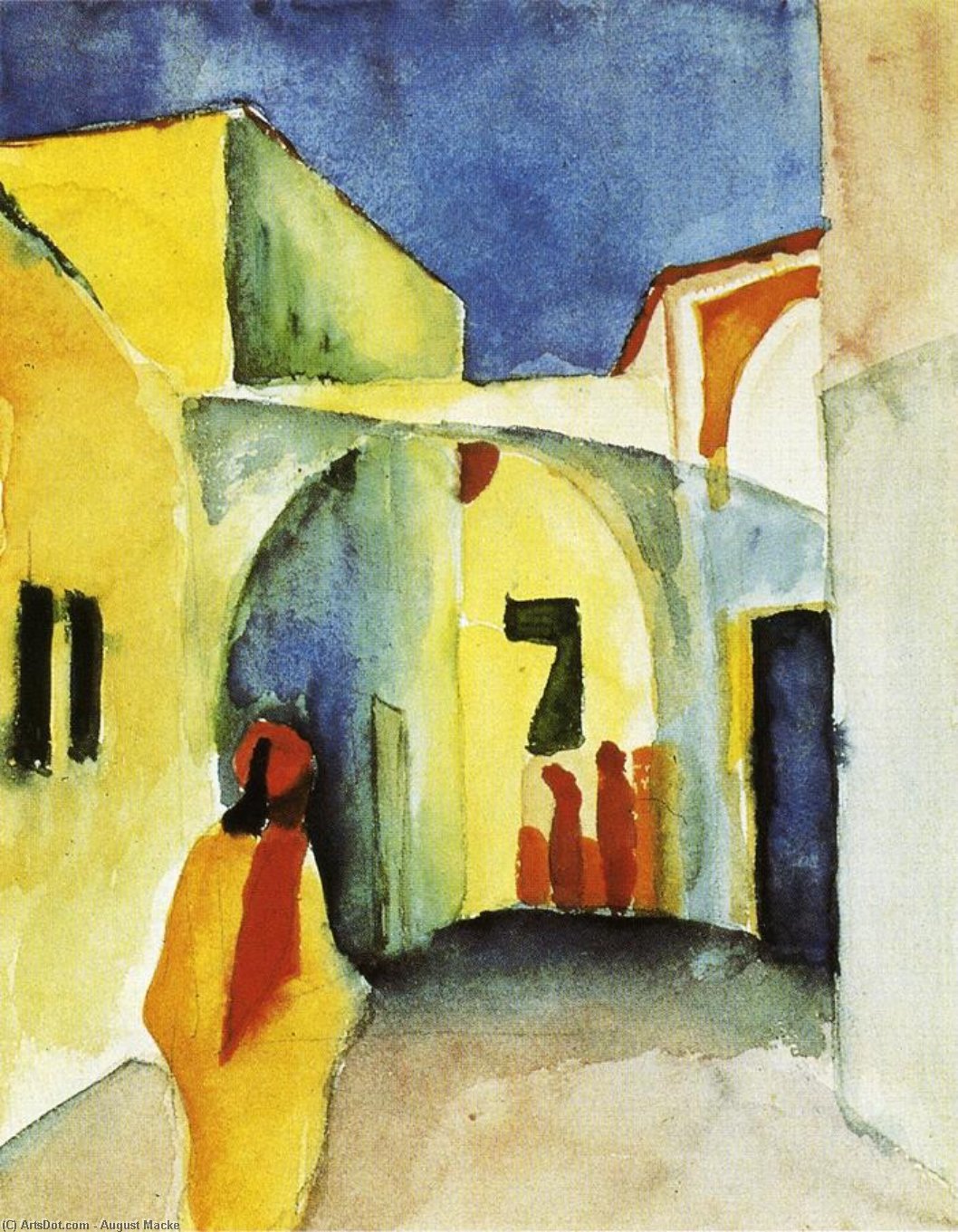 WikiOO.org - دایره المعارف هنرهای زیبا - نقاشی، آثار هنری August Macke - View of an Alley