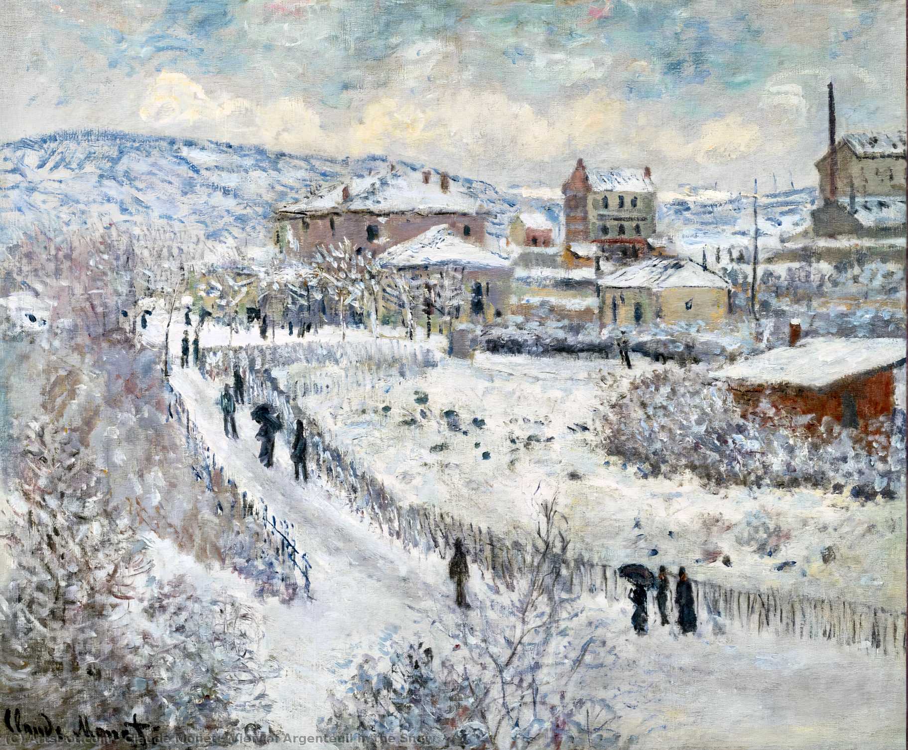 WikiOO.org - Encyclopedia of Fine Arts - Maalaus, taideteos Claude Monet - View of Argenteuil in the Snow