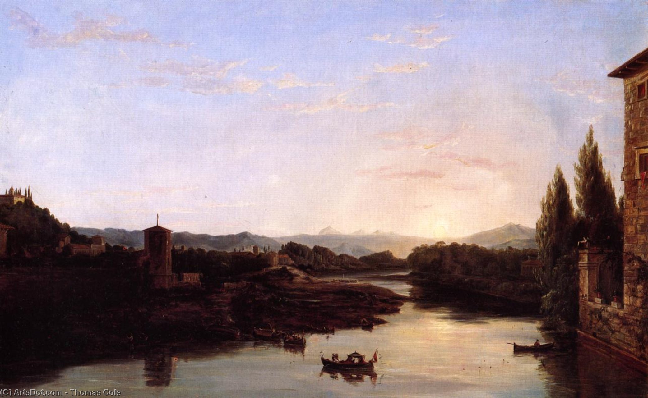 Wikioo.org - The Encyclopedia of Fine Arts - Painting, Artwork by Thomas Cole - View of the Arno