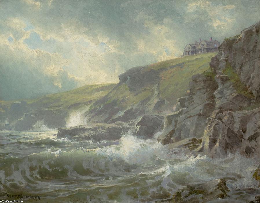 Wikioo.org - The Encyclopedia of Fine Arts - Painting, Artwork by William Trost Richards - View of the Artist's Home, Graycliff, Newport, Rhode Island
