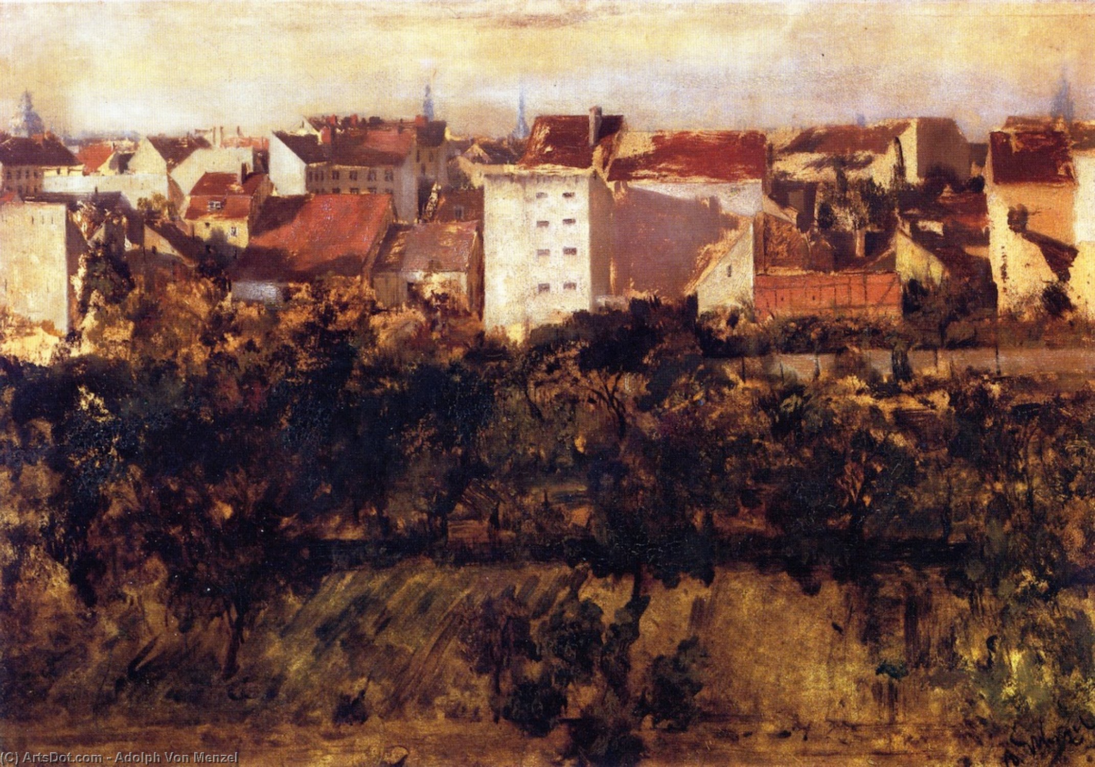 WikiOO.org - Enciclopedia of Fine Arts - Pictura, lucrări de artă Adolph Menzel - View of Back Yards