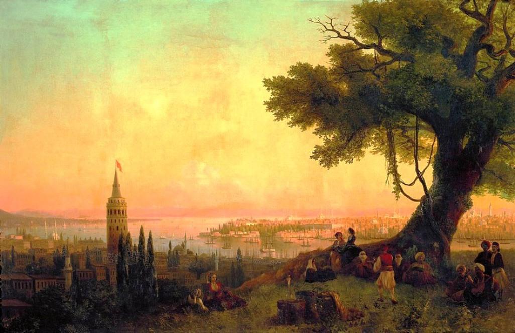 WikiOO.org – 美術百科全書 - 繪畫，作品 Ivan Aivazovsky - 查看君士坦丁堡 通过  晚上  光