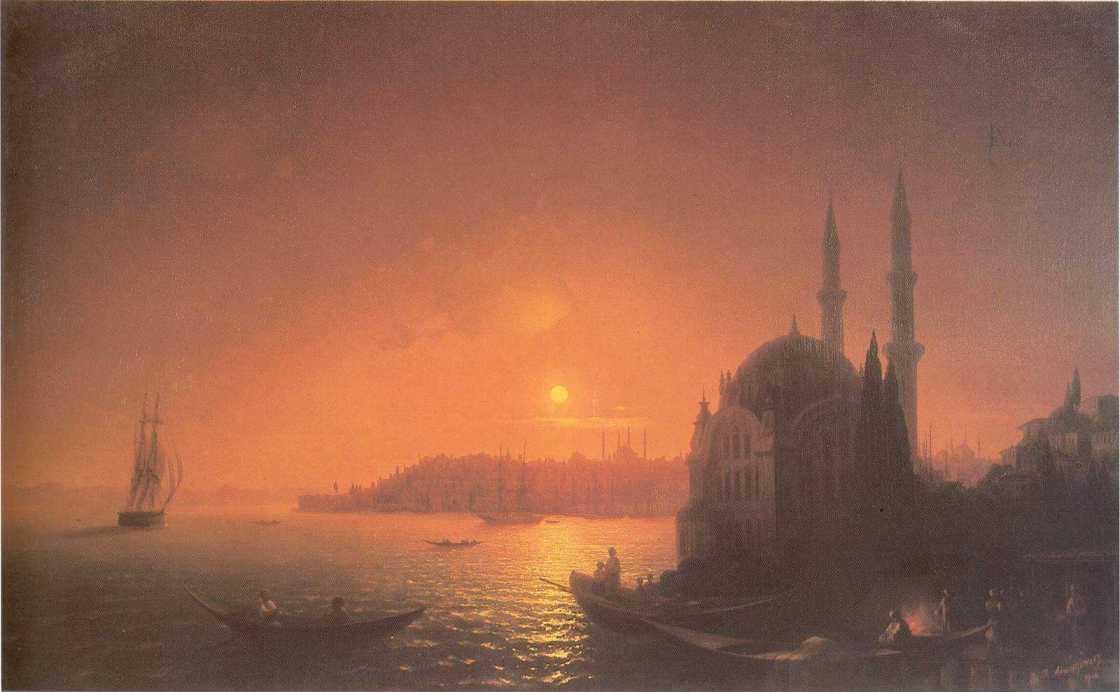 WikiOO.org - Εγκυκλοπαίδεια Καλών Τεχνών - Ζωγραφική, έργα τέχνης Ivan Aivazovsky - View of Constantinople by Moonlight.