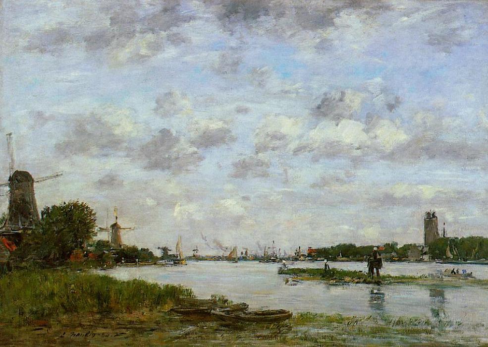Wikoo.org - موسوعة الفنون الجميلة - اللوحة، العمل الفني Eugène Louis Boudin - View of Dordrecht