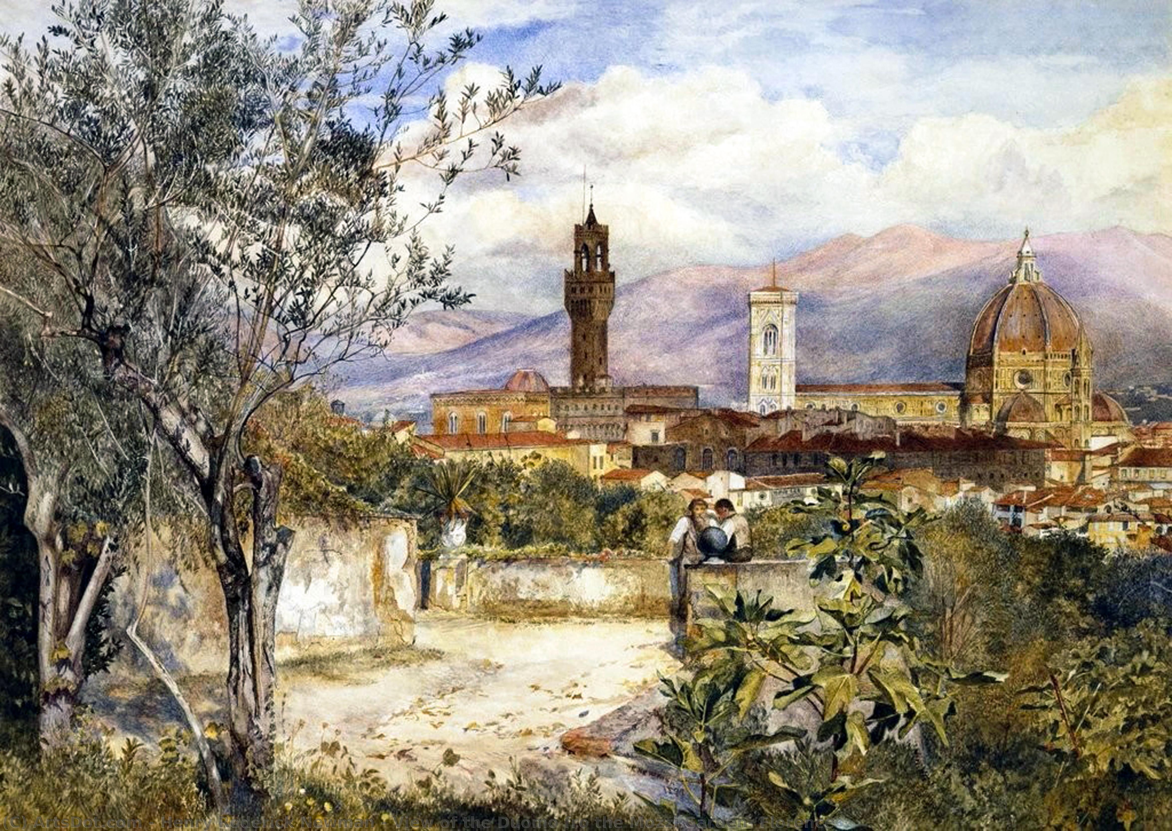 Wikoo.org - موسوعة الفنون الجميلة - اللوحة، العمل الفني Henry Roderick Newman - View of the Duomo fro the Mozzi Garden, Florence