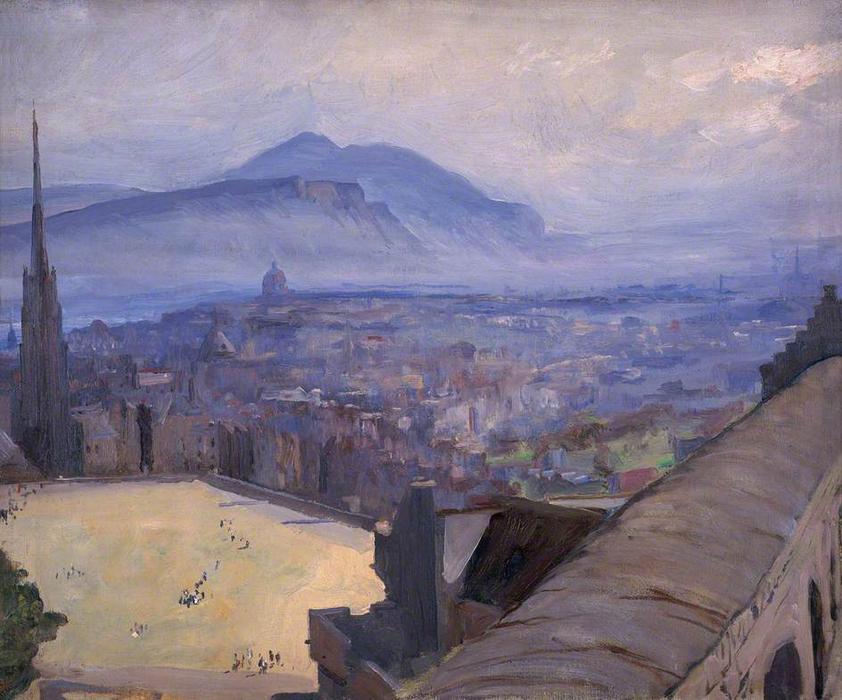 Wikioo.org - The Encyclopedia of Fine Arts - Painting, Artwork by John Lavery - View of Edinburgh from the Castle
