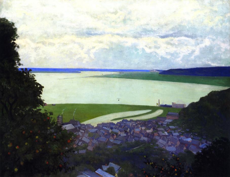 Wikioo.org - The Encyclopedia of Fine Arts - Painting, Artwork by Felix Vallotton - View of Honfleur, Morning