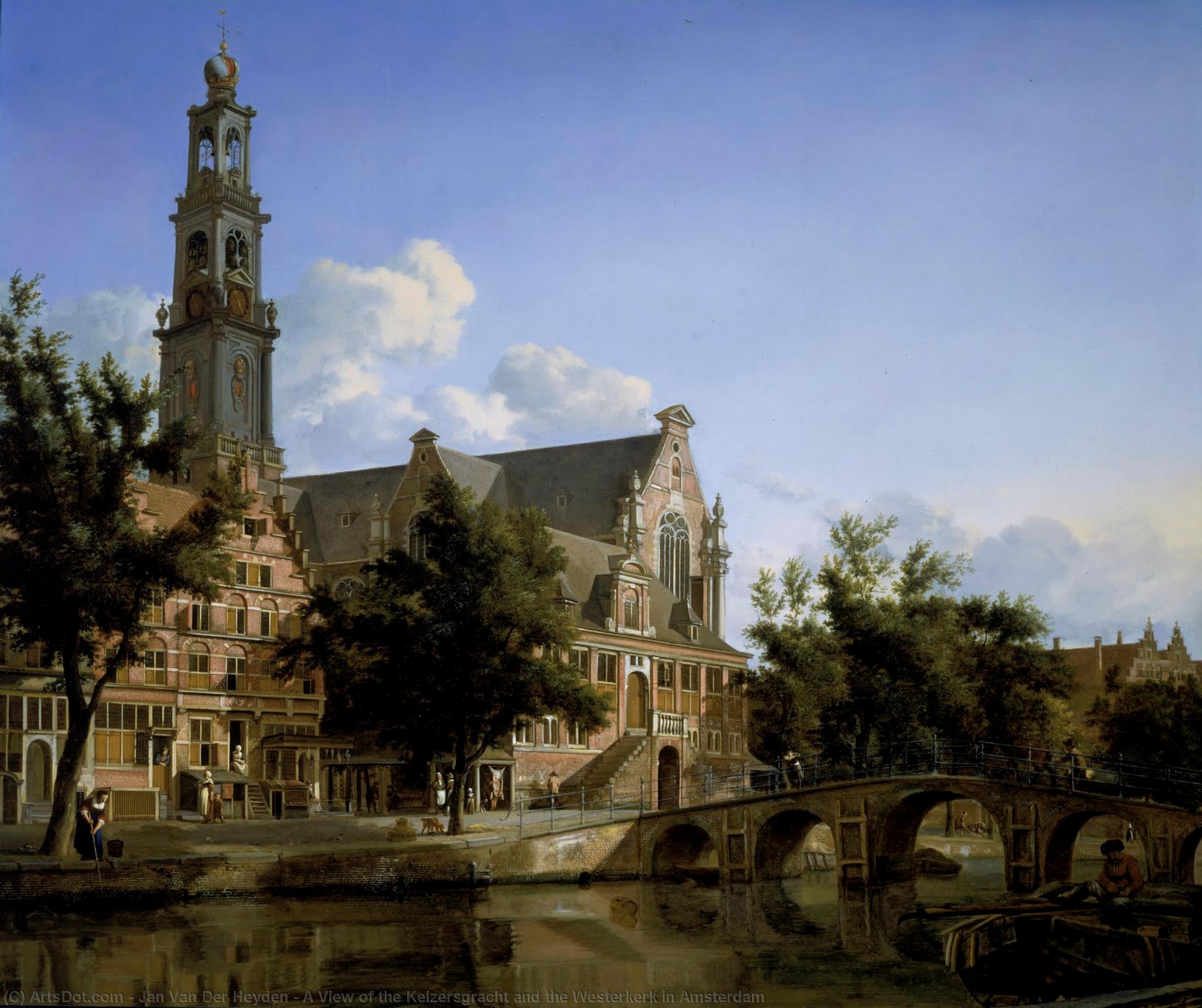 Wikioo.org - The Encyclopedia of Fine Arts - Painting, Artwork by Jan Van Der Heyden - A View of the Keizersgracht and the Westerkerk in Amsterdam