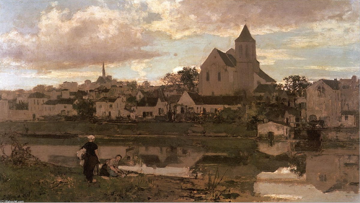 WikiOO.org - Εγκυκλοπαίδεια Καλών Τεχνών - Ζωγραφική, έργα τέχνης Jacob Henricus Maris - View of Montigny sur Loing