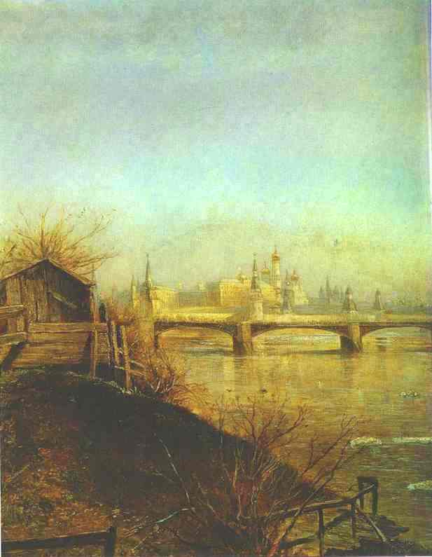 Wikioo.org - The Encyclopedia of Fine Arts - Painting, Artwork by Alexei Kondratyevich Savrasov - View of the Moscow Kremlin. Spring