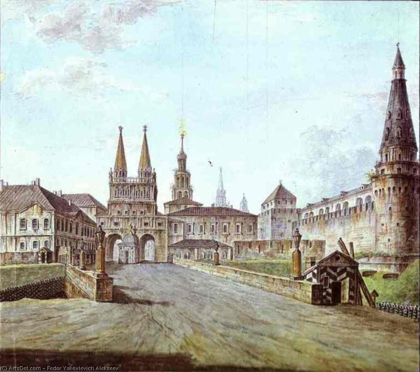 WikiOO.org - Enciclopedia of Fine Arts - Pictura, lucrări de artă Fedor Yakovlevich Alekseev - View of Moscow Near the Iversky Gate of the Kremlin