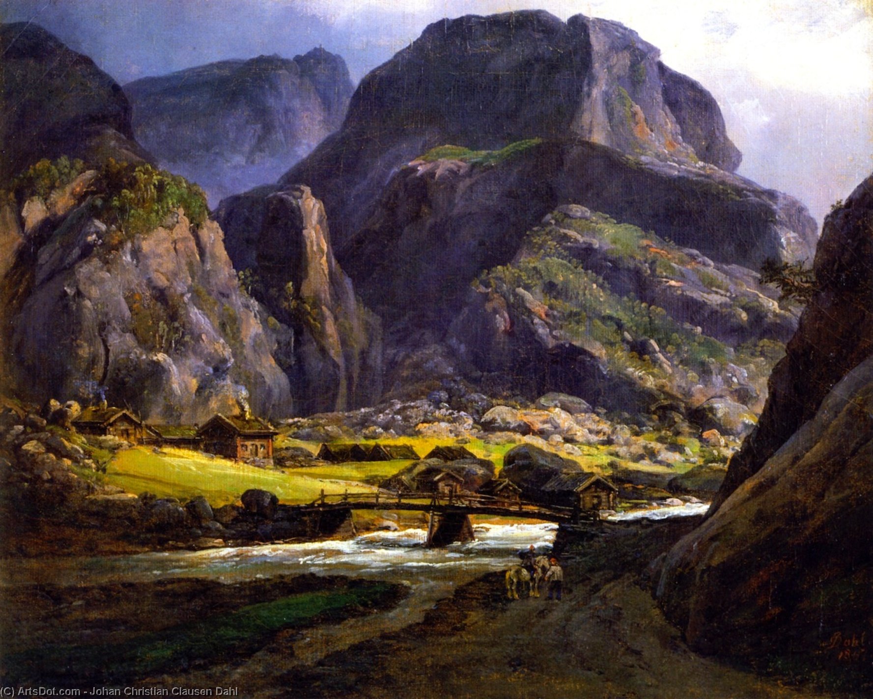 Wikioo.org - The Encyclopedia of Fine Arts - Painting, Artwork by Johan Christian Clausen Dahl - View of Naerodalen