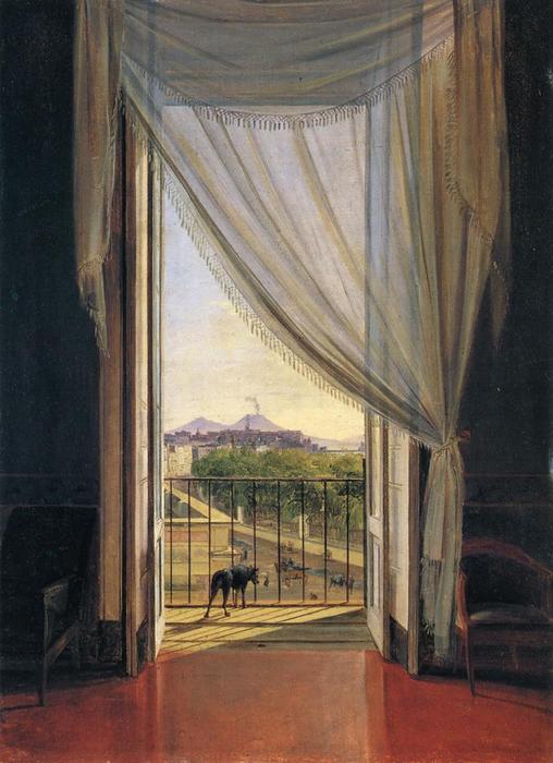 Wikioo.org - The Encyclopedia of Fine Arts - Painting, Artwork by Franz Ludwig Catel - View of Naples through a Window