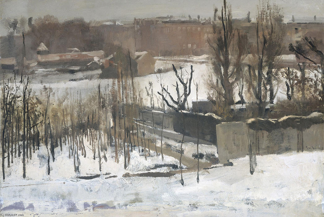 Wikioo.org - The Encyclopedia of Fine Arts - Painting, Artwork by George Hendrik Breitner - View of the Oosterpark in Amsterdam in the Snow