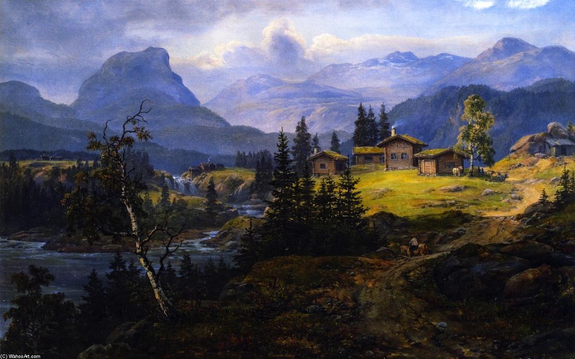 Wikioo.org - The Encyclopedia of Fine Arts - Painting, Artwork by Johan Christian Clausen Dahl - View of Øylo Farm, Valdres